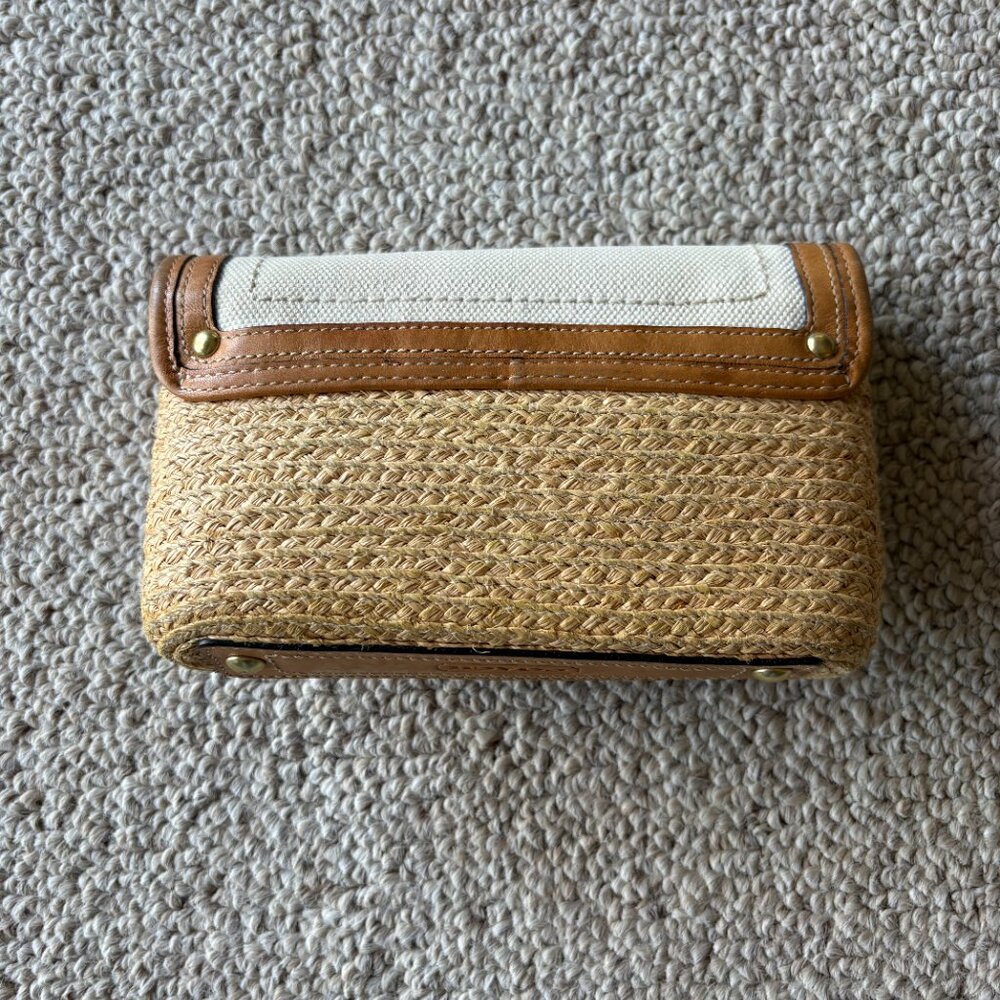 Coach Straw Summertime Clutch Wristlet Woven Straw Leather Trim Gold Turn Lock - Picture 5 of 12